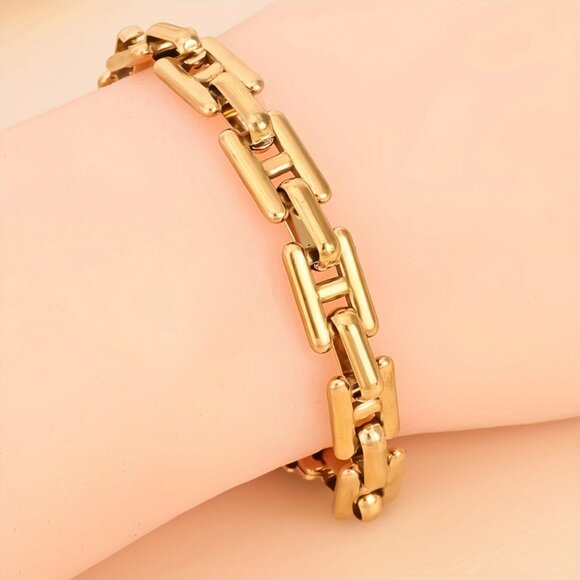 14K Gold Mens 7" Chain Link Style Bracelet Guys NEW 14 Karat Silver Jewelry - Picture 2 of 6